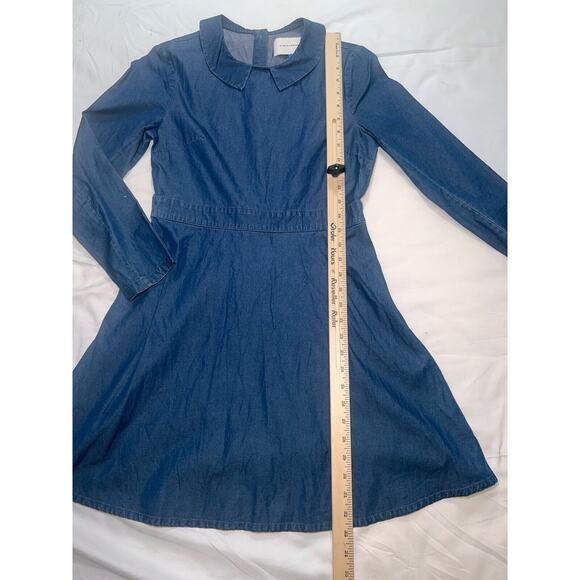 Solid & Striped Dress Size M Blue Chambray Cotton Fit-Flared Long Sleeve Collar - Picture 6 of 12